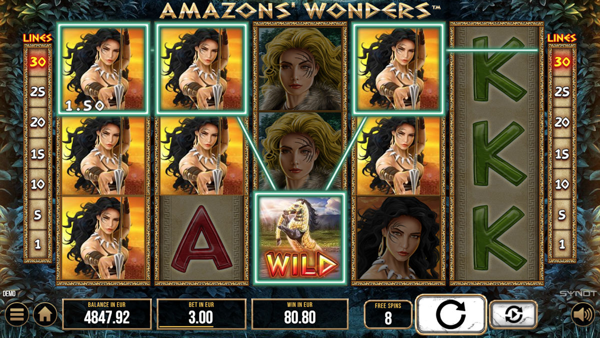 Wild symbol v hre Amazon’s Wonders od Synot Games