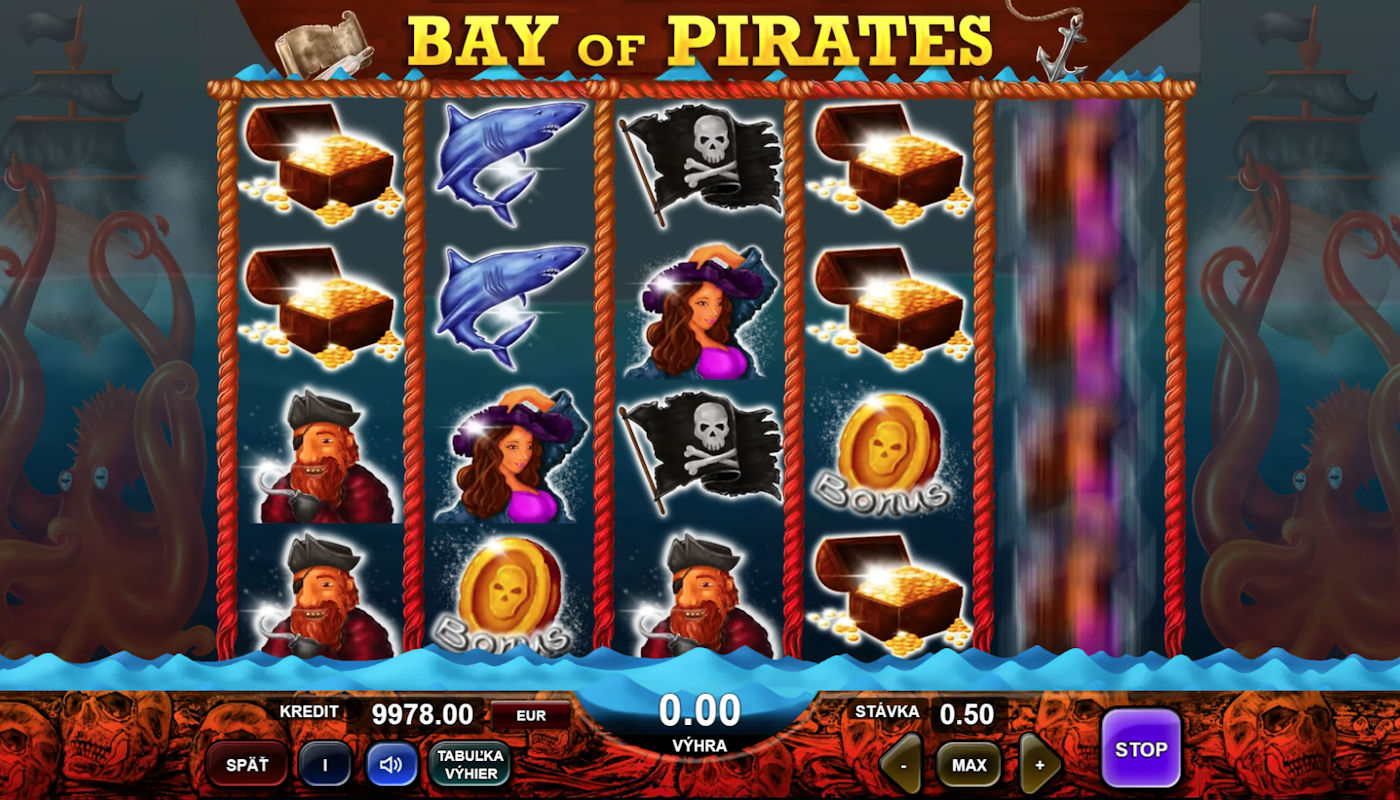 Vizuál hracieho automatu Bay of Pirates od Adell