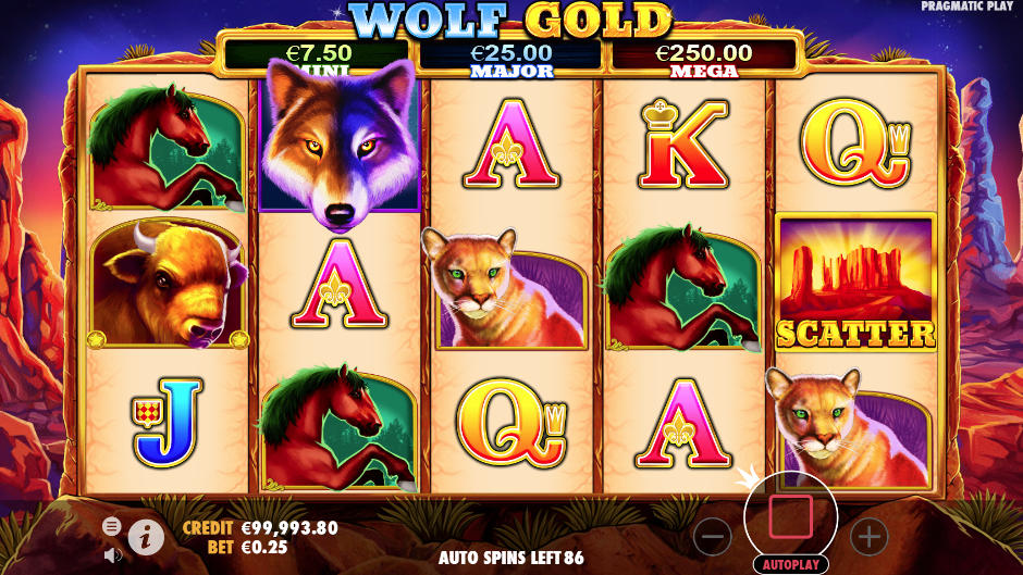 Valce hracieho automatu Wolf Gold od Pragmatic Play
