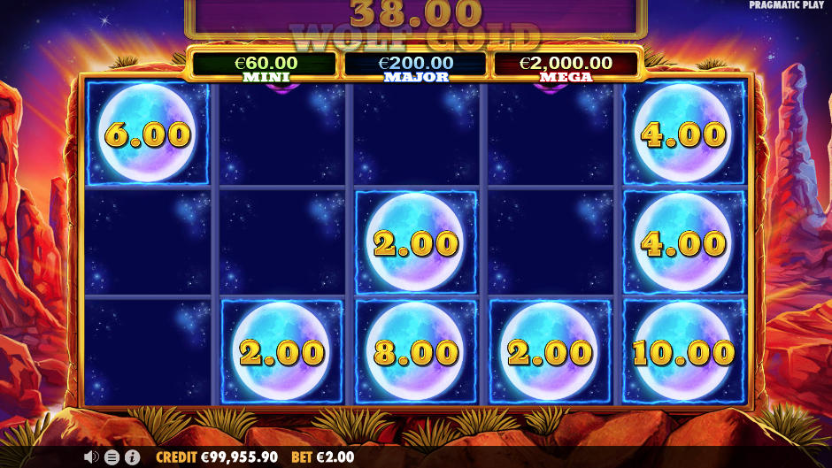 Bousová hra o jackpoty na online automate Wolf Gold