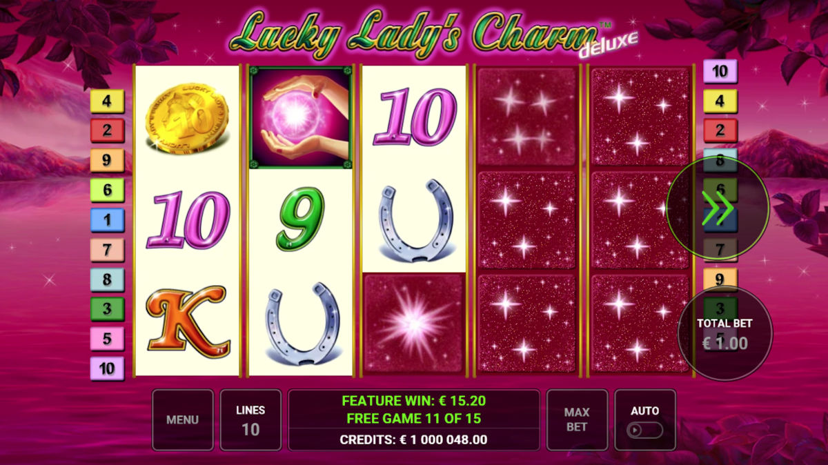 Objavovanie symbolov vo freespinovaej hre Lucky Lady’s Charm Deluxe